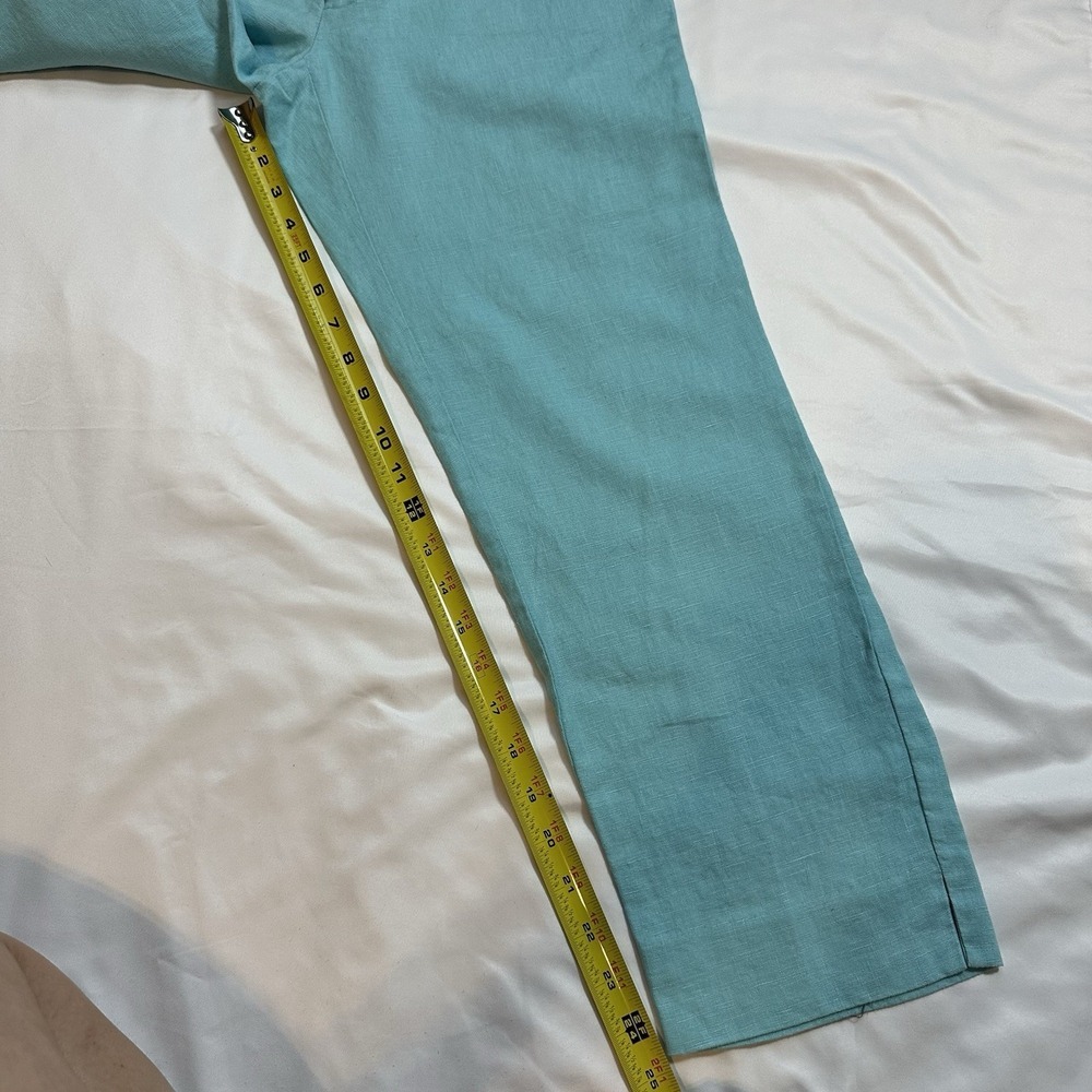 Vineyard Vines Women's Size 4 Aqua Linen Blend Cropped Pants Casual Resortwear - Picture 5 of 8